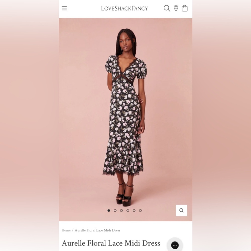 LoveShackFancy Aurelle Floral Lace Midi Dress